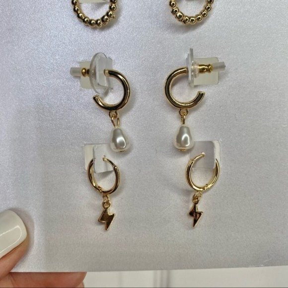 NWT BaubleBar Gold Delicate Trio Huggie Earring Set - Picture 2 of 3